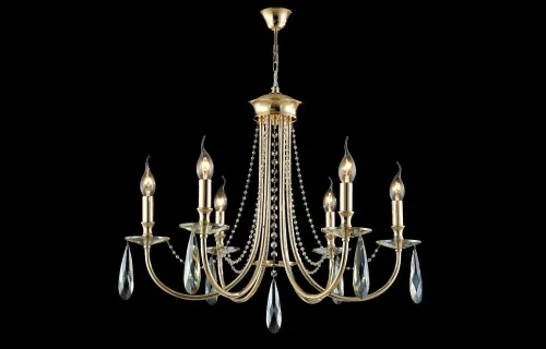 Люстра подвесная VICTORIA SP6 GOLD/AMBER Crystal Lux без плафона на 6 ламп, основание золотое в стиле арт-деко  фото 4